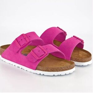 NWT Birkenstocks Arizona pink soft foot bed fuchsia 37 tulip (about a 6-1/2